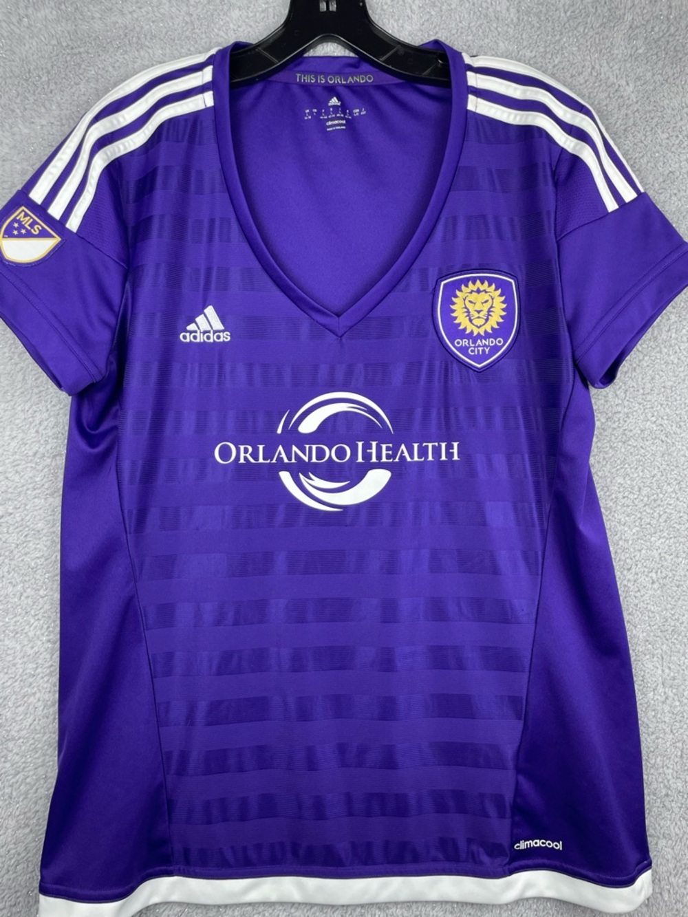 adidas Purple Orlando Soccer Jersey with Lime Accent